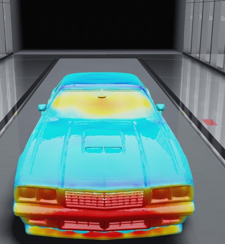 表面圧力を色で表示したマッスルカー