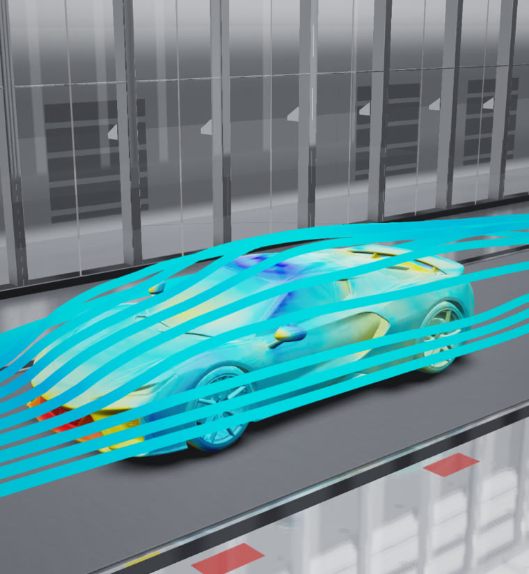 スーパーカーに沿う流線