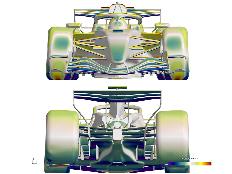 フォーミュラカーCFD圧力係数解析